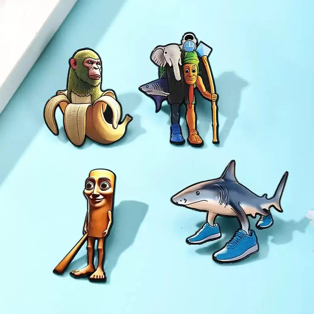 4 PCS Cartoon Cat Frog Capybara Giraffe Duck Enamel Pin Cute Animal BadgeLapel Pins Brooches for Jackets Cosplay Accessories Toy