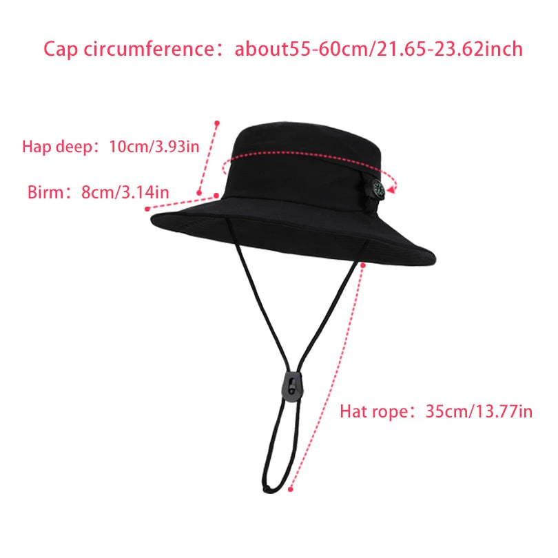 6143-New spring and summer women's outdoor fisherman hats,men's fishing and mountain climbingcompasshats,quick-dryingwide-brimme