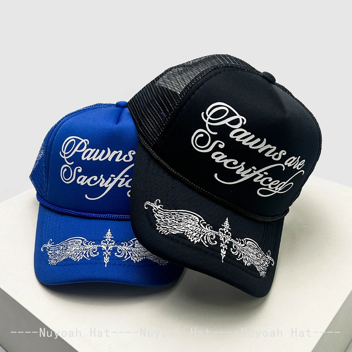 New Unisex Personal Printed Letters Wing Baseball Hats Hip Hop Breathable Color Block Sunshade Trucker Caps Mesh Versatile ins