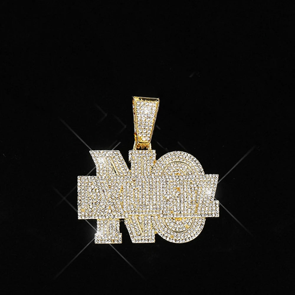 Men Hip Hop Lettes NO EXCUSEZ Pendant Necklace with 13mm Crystal Cuban Link Chain Iced Out Bling Necklaces Fashion Punk Jewelry