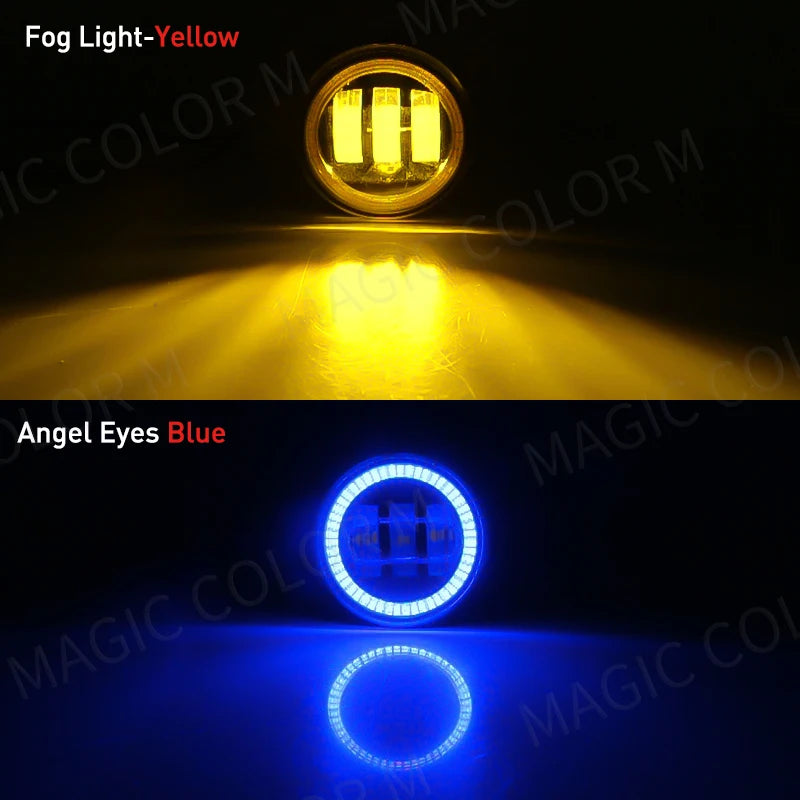 Angel Eye Fog Light For Ford Focus Fusion Fiesta Ranger C-Max Transit Tourneo EcoSport Edge Car DRL Fog Driving Lamp LED Lens