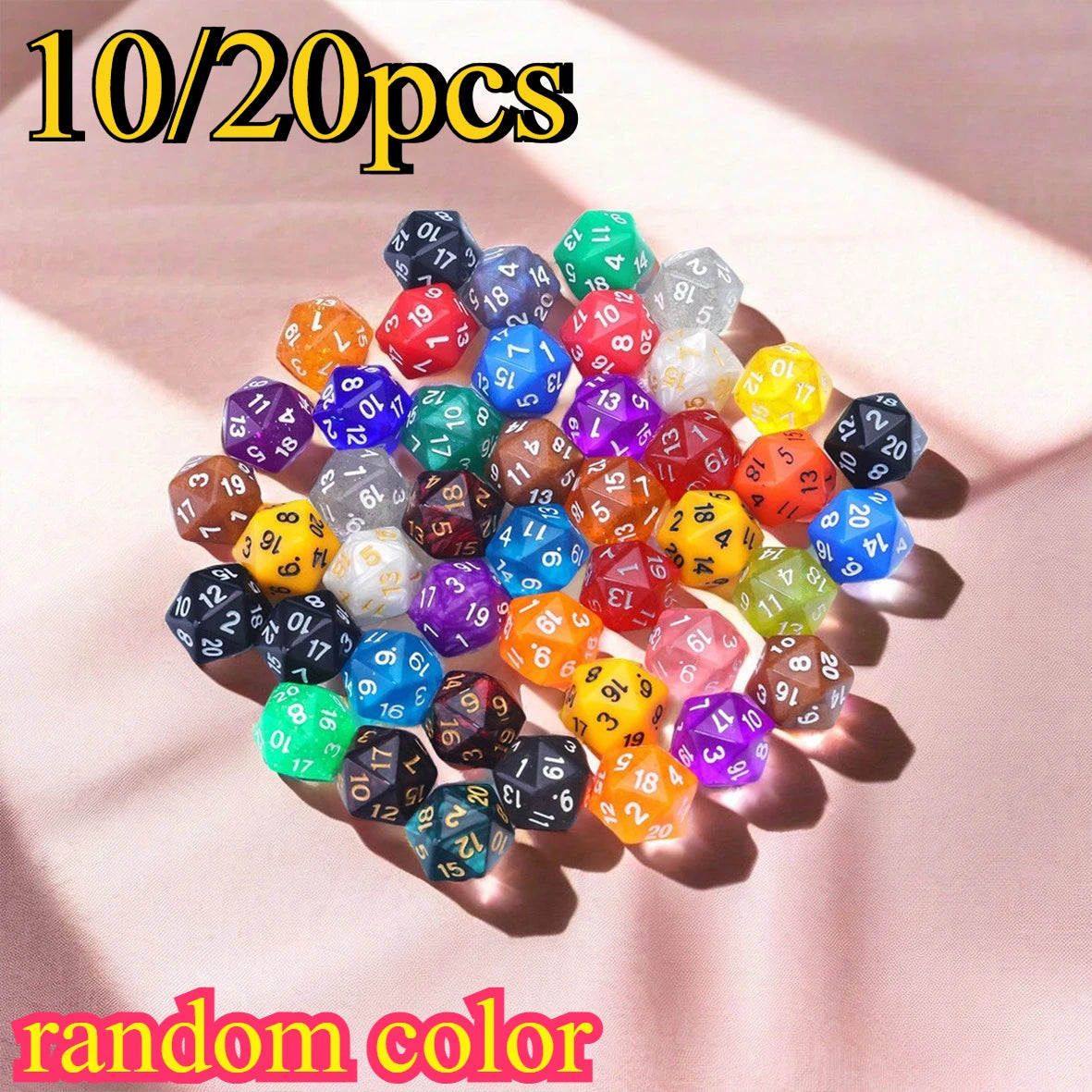 10/20pcs 20-Sided Digital Dice, Vibrant Colors, Educational Math Dice,Vibrant Dice Set,Clear Number Displa,Ideal For Party Gifts