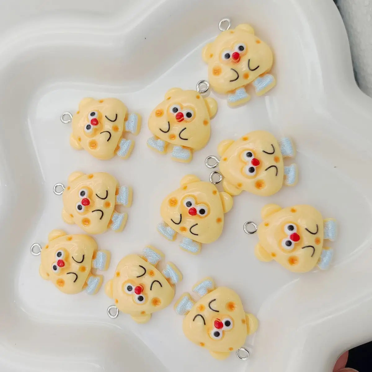 10Pcs Yellow Cheese Man Pendant Charms - DIY Resin Jewelry Making Kit for Necklace and Earrings