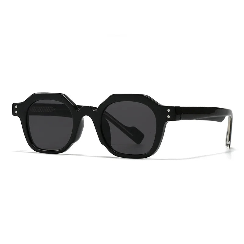 JNPCXI New Fashion Square Women Sunglasses Shades UV400 Fashion Green Gradient Men Punk Rivets Sun Glasses