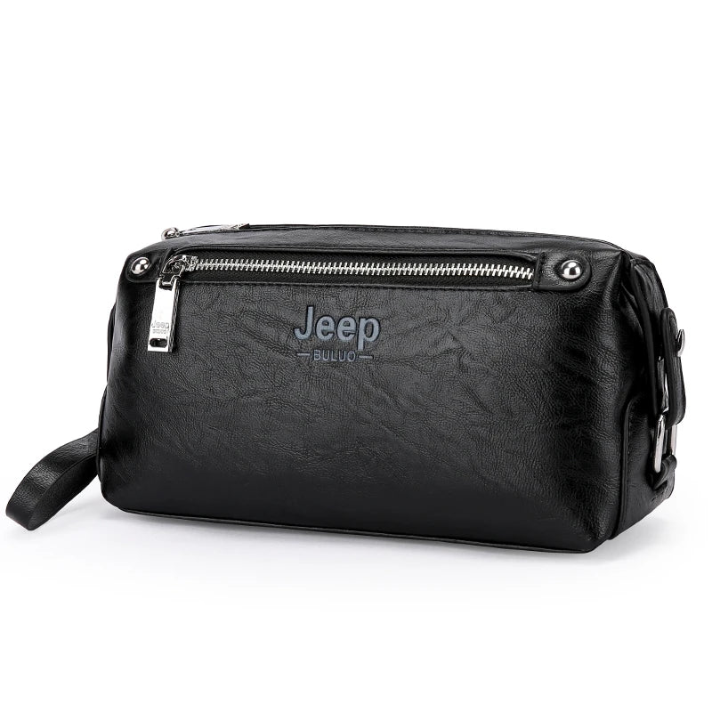 JEEP BULUO Brand Handbag Leather Clutch Purse Large Capacity Business Wallet