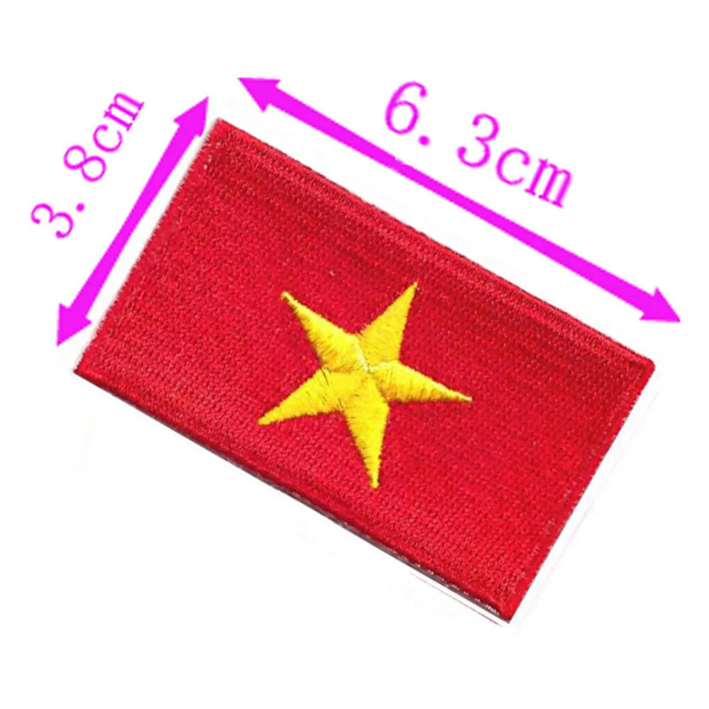 Vietnam Country Flag Embroidery Patch 6.3cm Wide Iron On Sew On Backing/Hand Craft/Applique/Hot Cut