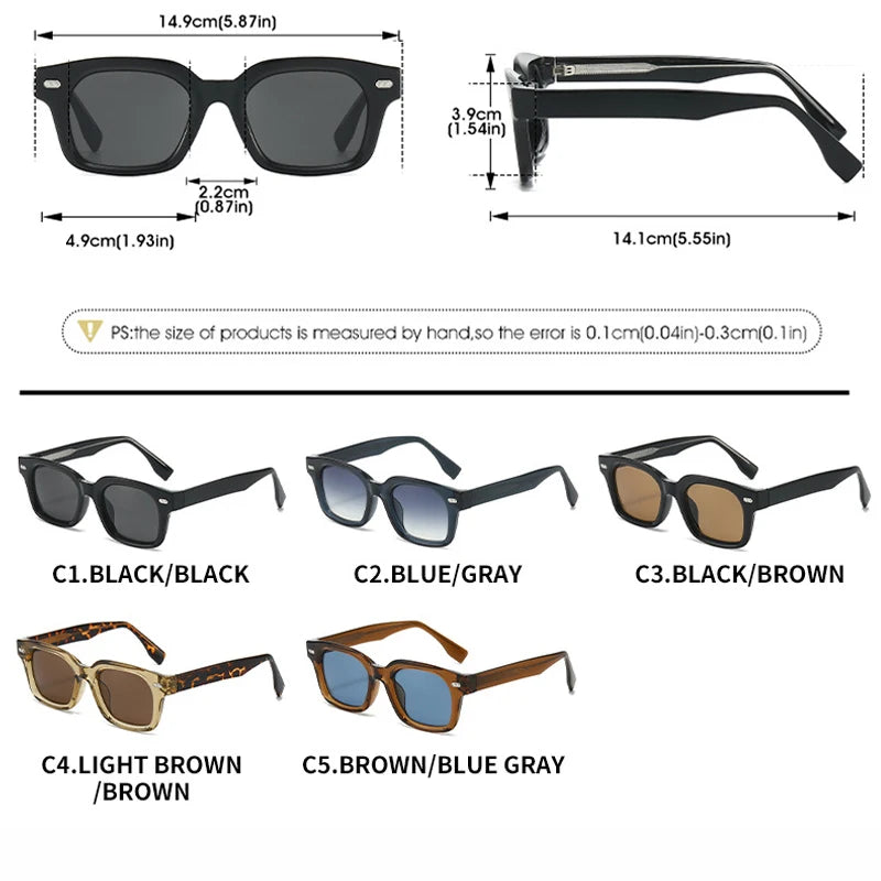 JNPCXI Retro Square Sunglasses for Men WomenVintage Classic Sun Glasses Fashion Stylish Shades with Metal Pins 604475