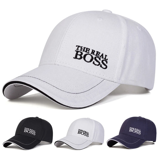 Unisex THE REAL BOSS Letter Embroidery Baseball Caps Season Outdoor Adjust Hats