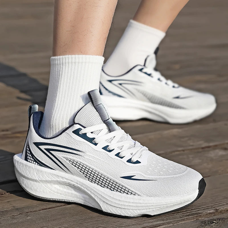 Men Marathon Running Shoes Sports Carbon Board Air Cushion Breathable Lightweight Men's Comfortable Athletic Nonskid Sneakers