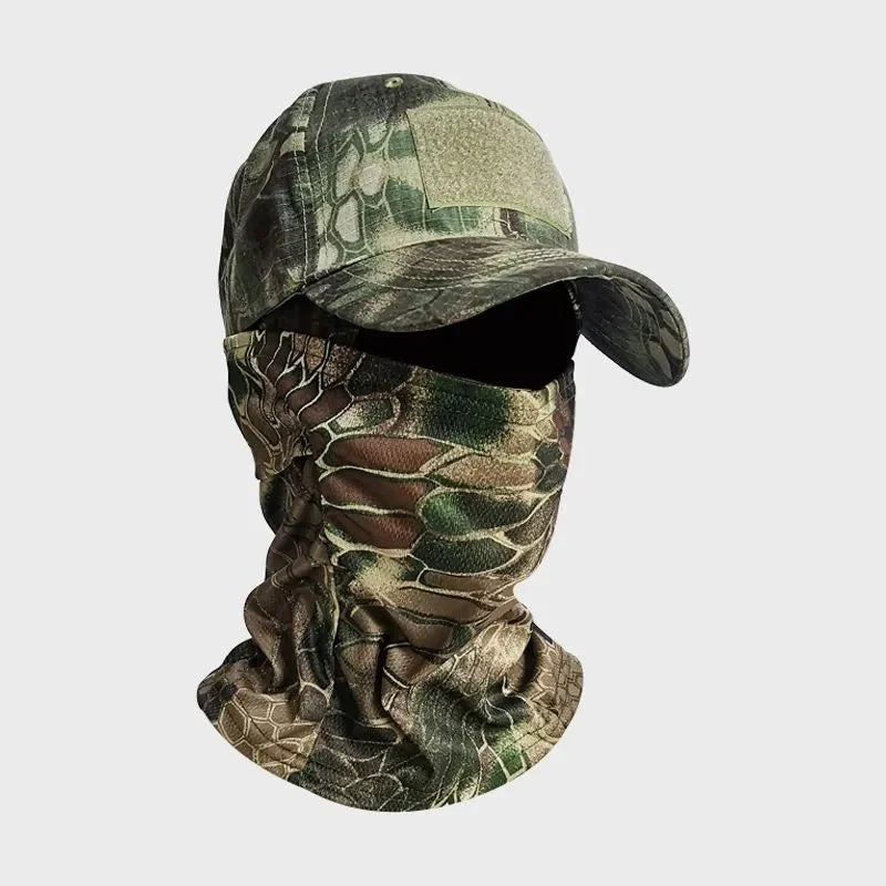 Camo Baseball Cap with Balaclava Outdoor Sun Hat Breathable Hiking Fishing Hats