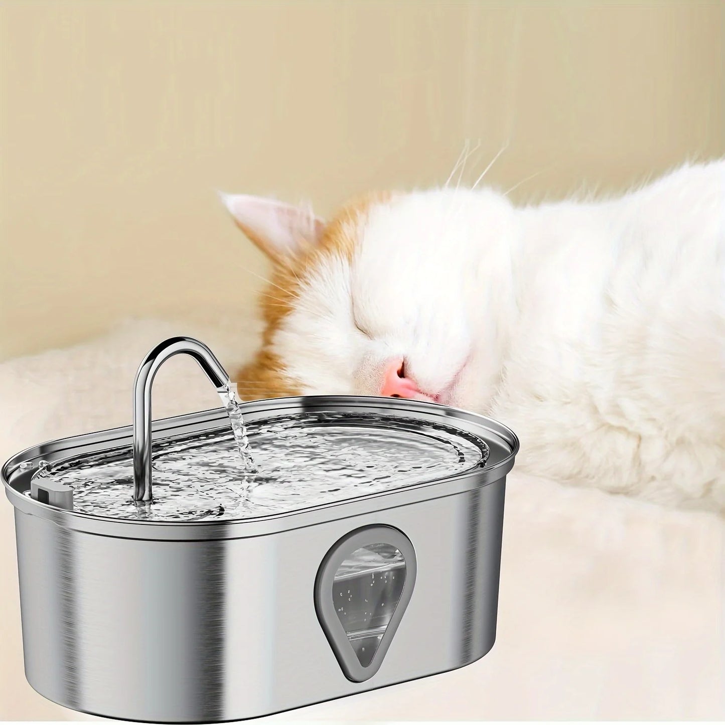 3.5L large pet water dispenser stainless steel cat water fountain w/LED Lighting