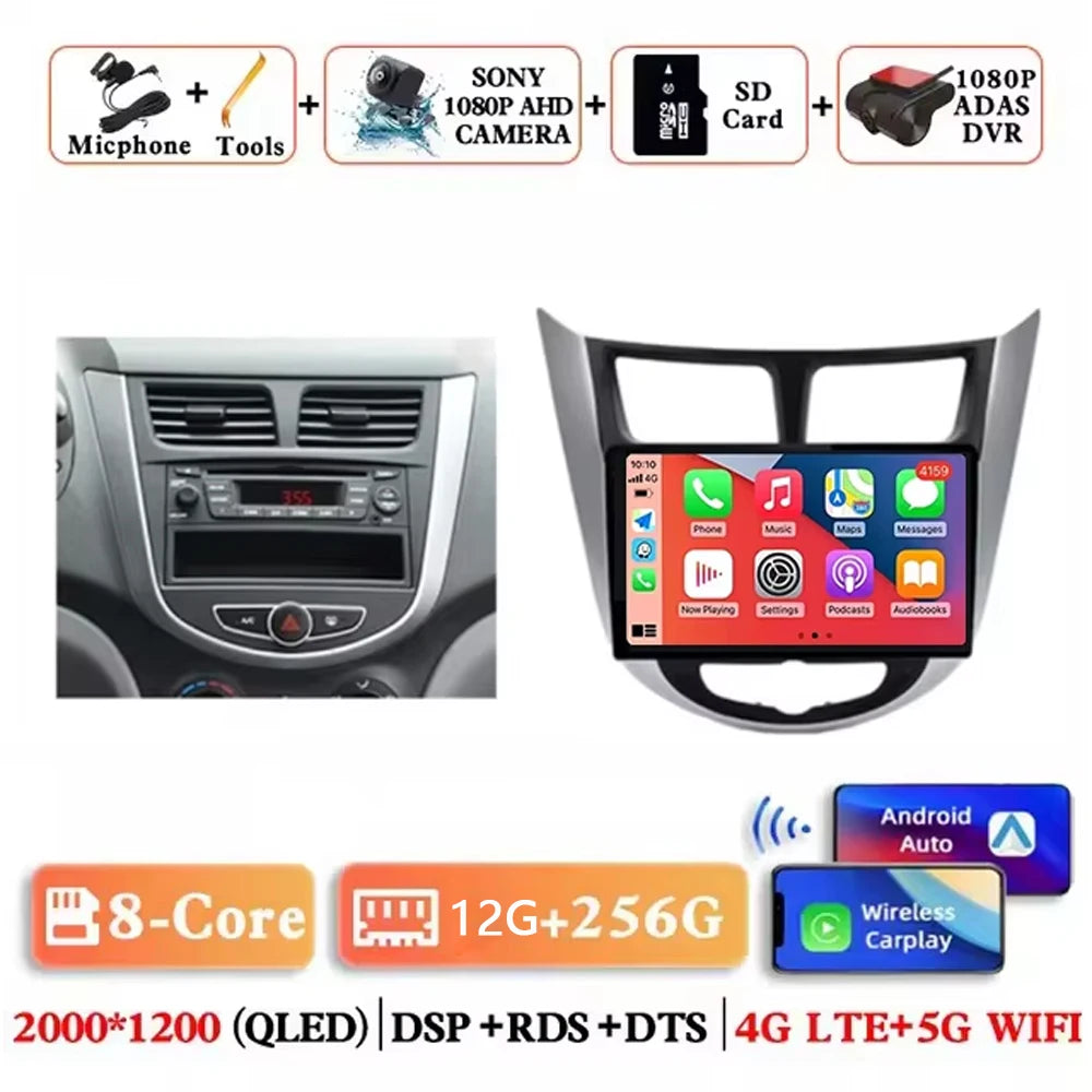 9 '' for Hyundai Solaris Accent i25 2010 - 2016 Car Multimedia Radio Video Player Android 16 GPS Navi HD Touch Screen BT WiFi
