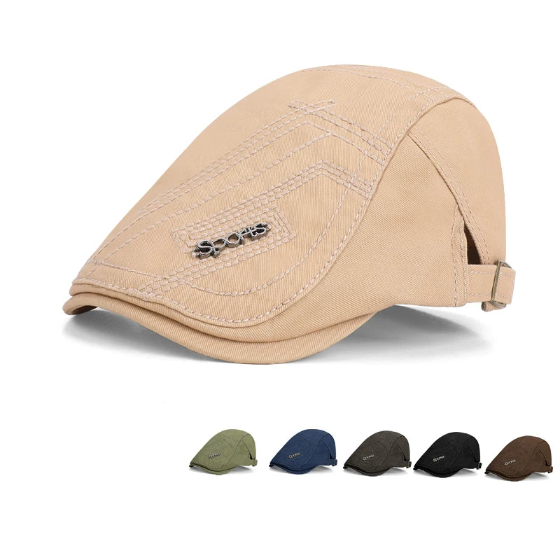 6166-Newmen's casualand fashionable summer-forwardhats,Britishretrobaseballcaps,painters'hats,sunprotectionandshadingbrimmedcaps