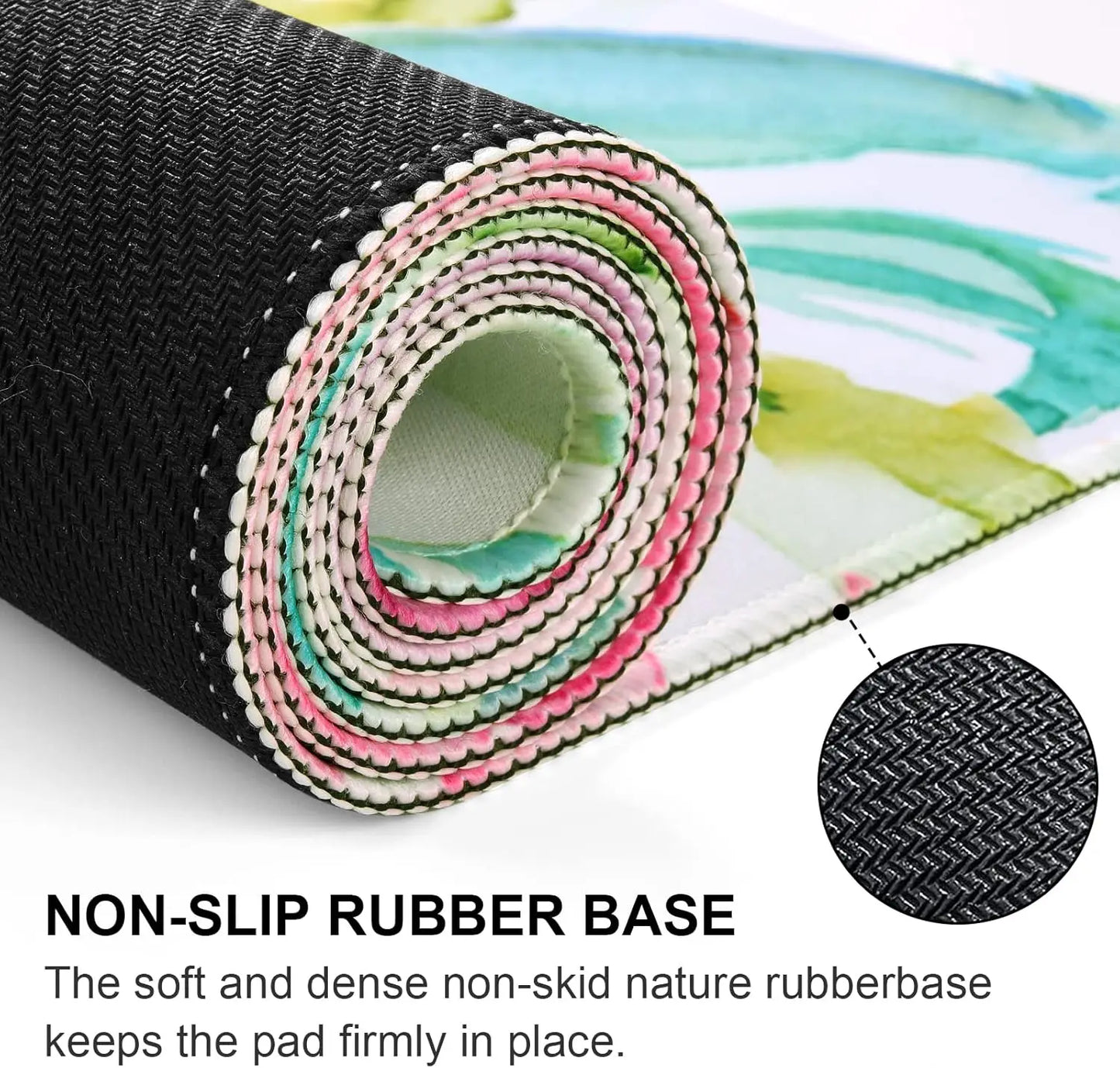 Colorful Large Mouse Pad, Floral Desk Mat for Desktop, Women Girls Leather Waterproof Mousepad,  Writing Pads for School Office