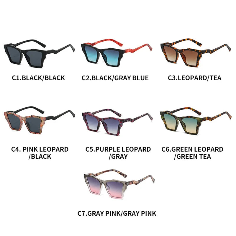 JNPCXI New Square Luxury Women Sunglasses UV400 Leopard Print Gradient Shades Men Sun Glasses