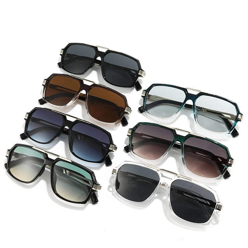 JNPCXI New Retro Double Bridges Square Women Sunglasses Fashion Trending Blue Gradient Shades UV400 Men Sun Glasses