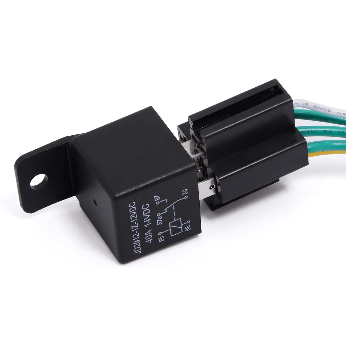 JD1912 12V 40A 4 Pin SPST Car Relay Harness with Color-labeled Wires for Automotive Truck Van Motorcycle Boat