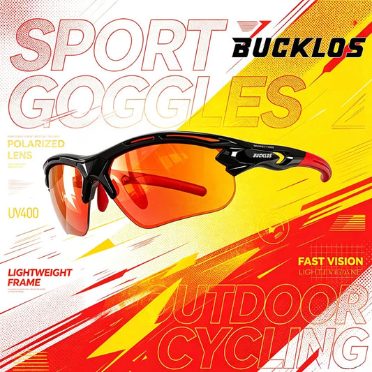 BUCKLOS UV400 Cycling Sunglasses with Case Polarized Outdoor Sports Sun Glasses MTB Road Bike Eyewear Ultralight Bicycle Goggles