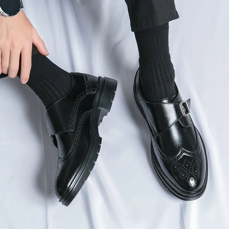 Platform Men's Dress Shoes Classic Wedding Casual Business Leather Shoes Men Formal Brogues Shoes For Men Office Leather Loafers