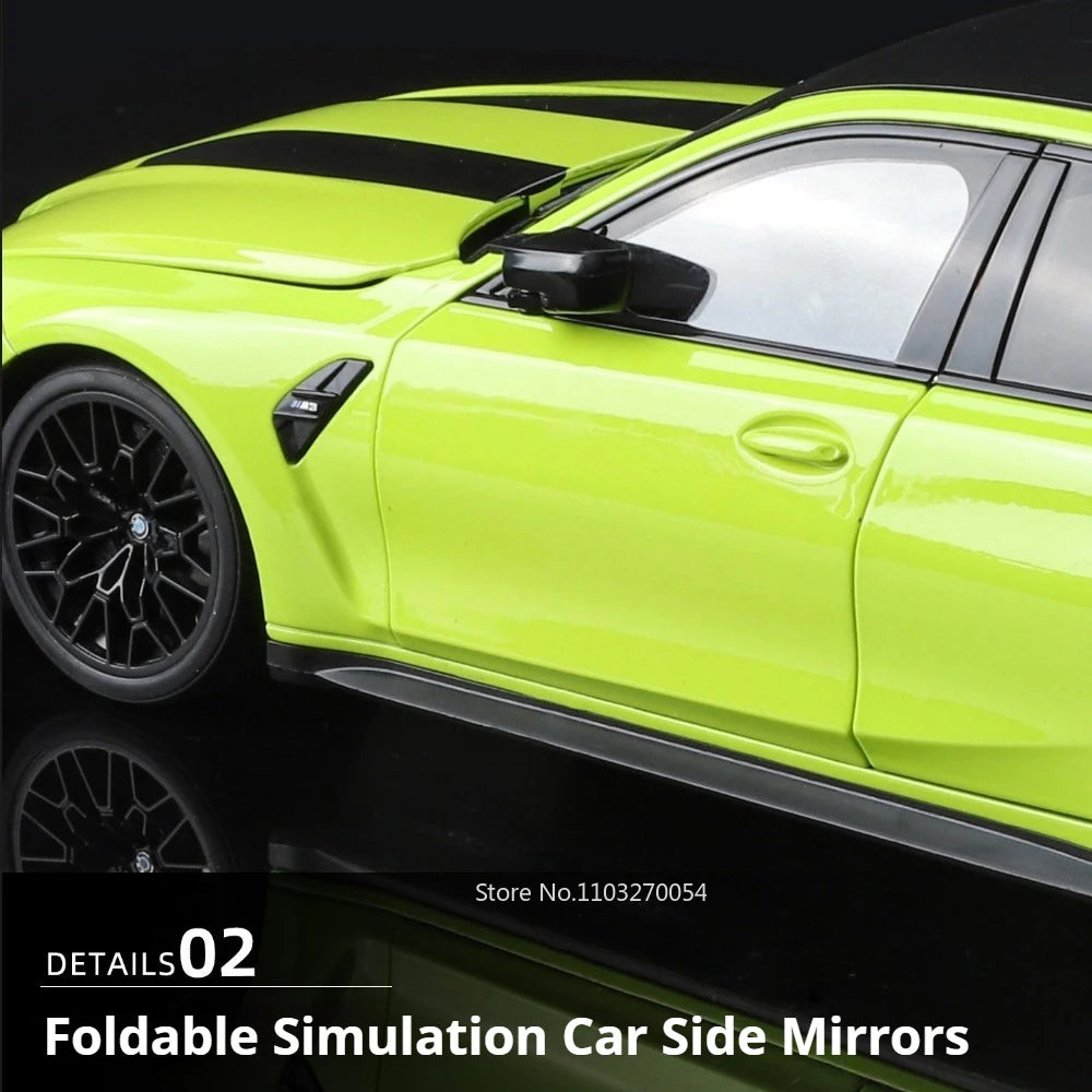 1:18 M3 CS LCI X5M Diecast Model Alloy Toys Car Doors Opened Front Wheel Steering Folding Rearview Mirror Cars Desktop Ornaments