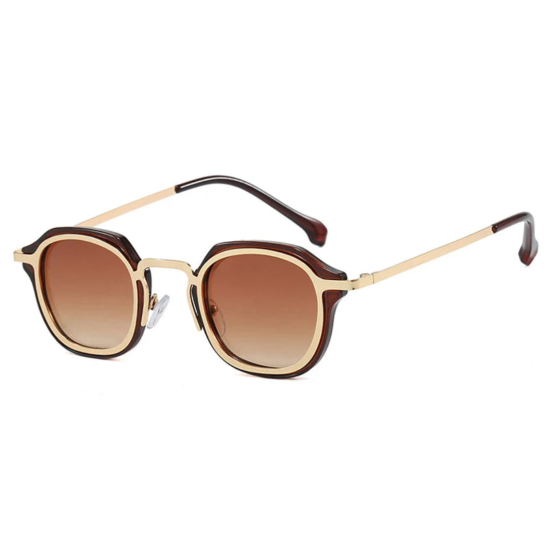 JNPCXI Ins Popular Fashion Small Round Men Punk Sunglasses Retro Women Trending Black Sun Glasses Gradient Shades