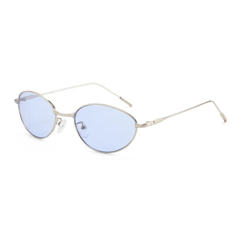 JNPCXI New Ins Popular Fashion Cat Eye Color Women Luxury Metal Sunglasses Brand Designer Oval Shades UV400 Men Sun Glasses
