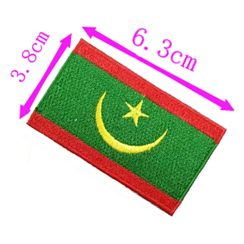 1pc Mauritania Country Flag Embroidery Patch 6.3cm Wide Iron On Sew On Backing/Hand Craft/Applique/Hot Cut