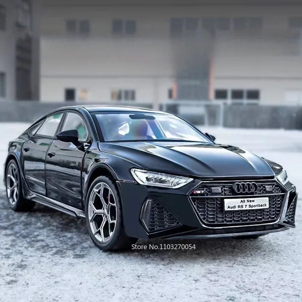 1:24 RS7 Sportback Diecast Model Alloy Toys Car Doors Opened Sound Light Pull Back Front Wheel Steering for Children's Toy Gifts