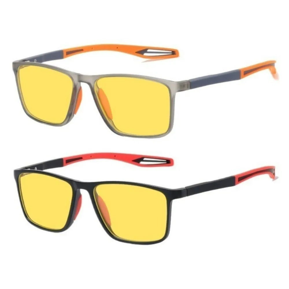 2 PCS Unisex HD Yellow Lenses Color Changing Ultra Light Dual-purpose Night Vision Goggles for Sports