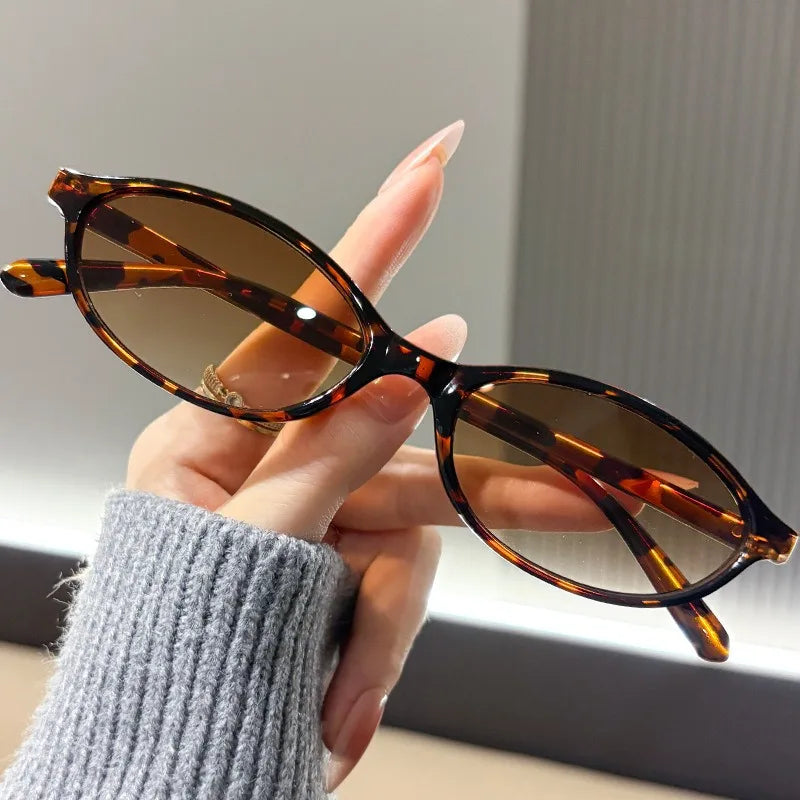 Retro Personality Small Frame Oval Sunglasses, Artistic Style Sunglasses, Trendy Sunglasses
