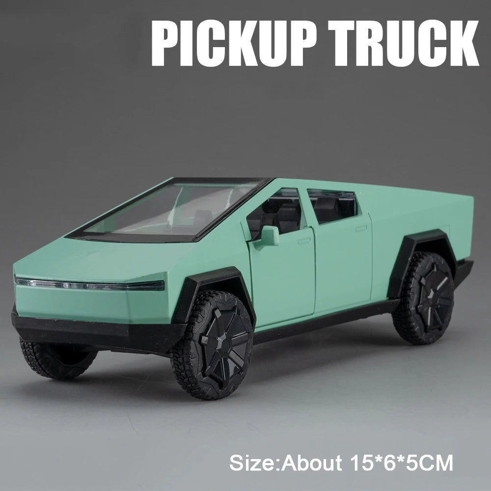 1: 32 Pickup Truck Alloy Diecast Police Car Model Toys Doors Opened Sound Light Pull Back Miniature Vehices Decorative Ornaments