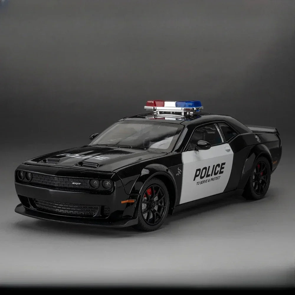 1:24 Hellcat Viper Alloy Police Cars Diecasts Models Toys Sound Light Pull Back Doors Opened Vehices Toy Boys Birthday Presents