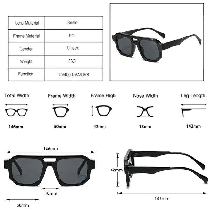 JNPCXI Double Bridges Square Women Gradient Purple Multicolor Sunglasses Fashion Frame Men Retro Punk Sun Glasses Shades UV400