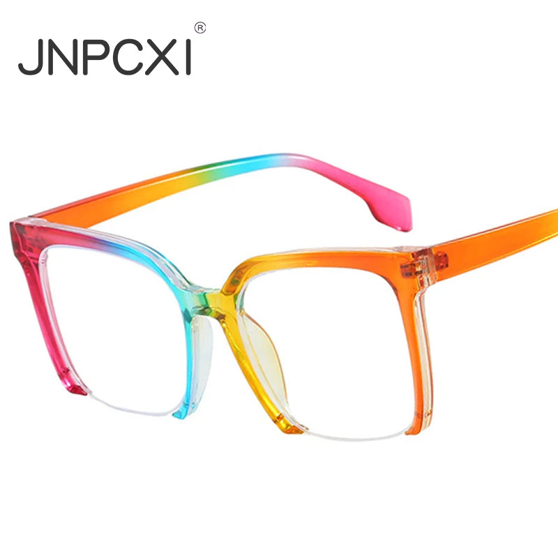 JNPCXI New Retro Semi-rimless Square Women Anti-Blu-Ray Glasses Frame Fashion Men Optical Frame Computer Glasses