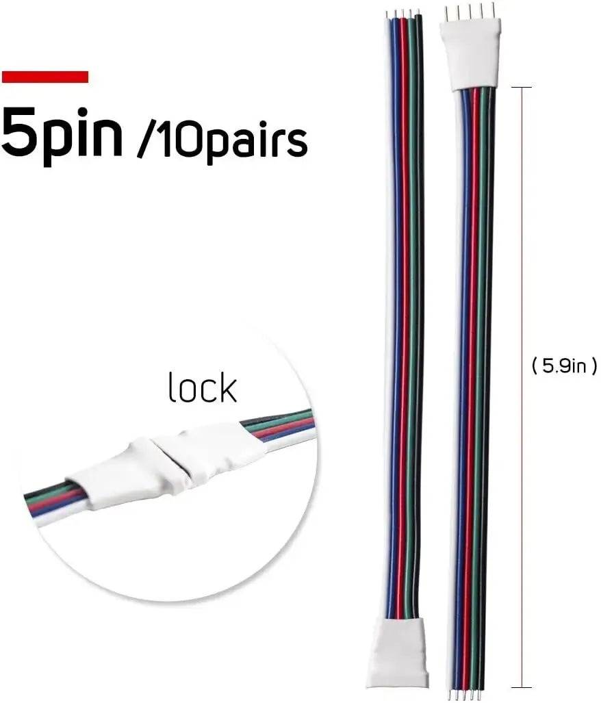 10 Pairs 2/3/4/5pin SM JST 15cm Cable Female/Male Connectors for Led Strip RGB 5050 3528 WS2801 APA02 WS2815 WS2813