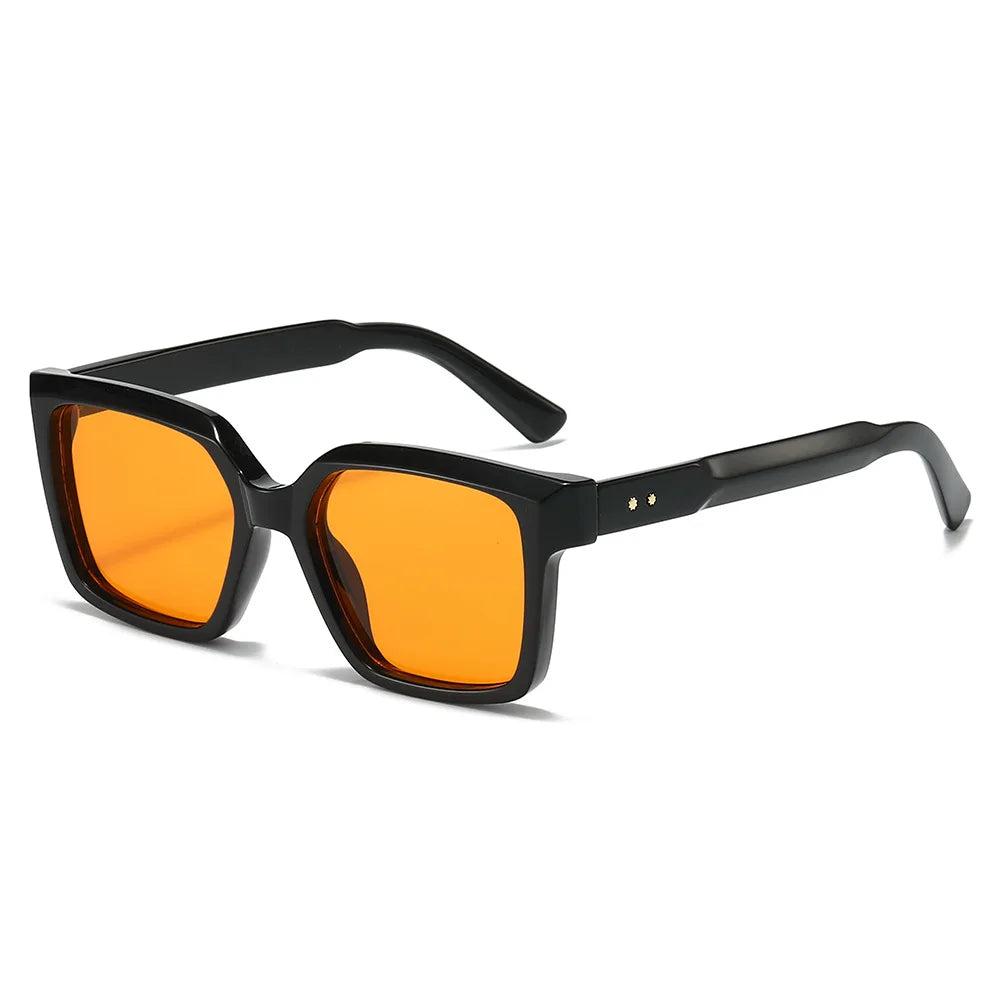 JNPCXI New Square Sunglasses Women Shades UV400 Retro Trending Rivets Men Gradient Orange Sun Glasses