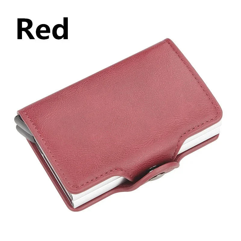 12 Card Slots Anti RFID 2X Aluminum Box Automatic PU Leather Wallet Card Holder