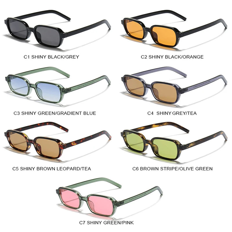 JNPCXI New Fashion Small Rectangle Sunglasses Women Shades UV400 Leopard Green Men Punk Sun Glasses