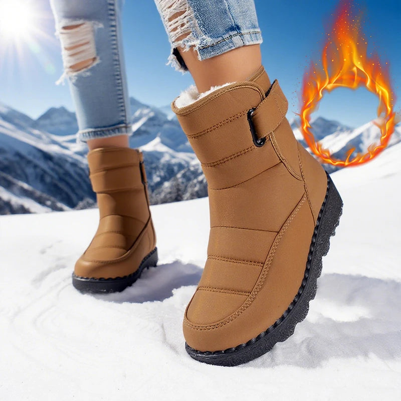 Plus Size 43 Women's Winter Snow Boots Non Slip Waterproof Plush Lined Ankle Boots Women Thick Sole Warm Cotton Padded Shoes