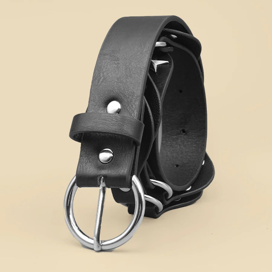 Classic Buckle Splicing Women's Belt, Simple Solid Color Rivet Belt for Daily Commuting, Dating and Leisure Accessories