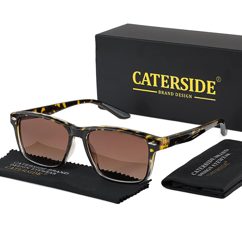 CATERSIDE TR90 Polarized Sunglasses Men Square Ultralight Fashion Sun Glasses Women's Brand Driving Party Sports Glasses Gift