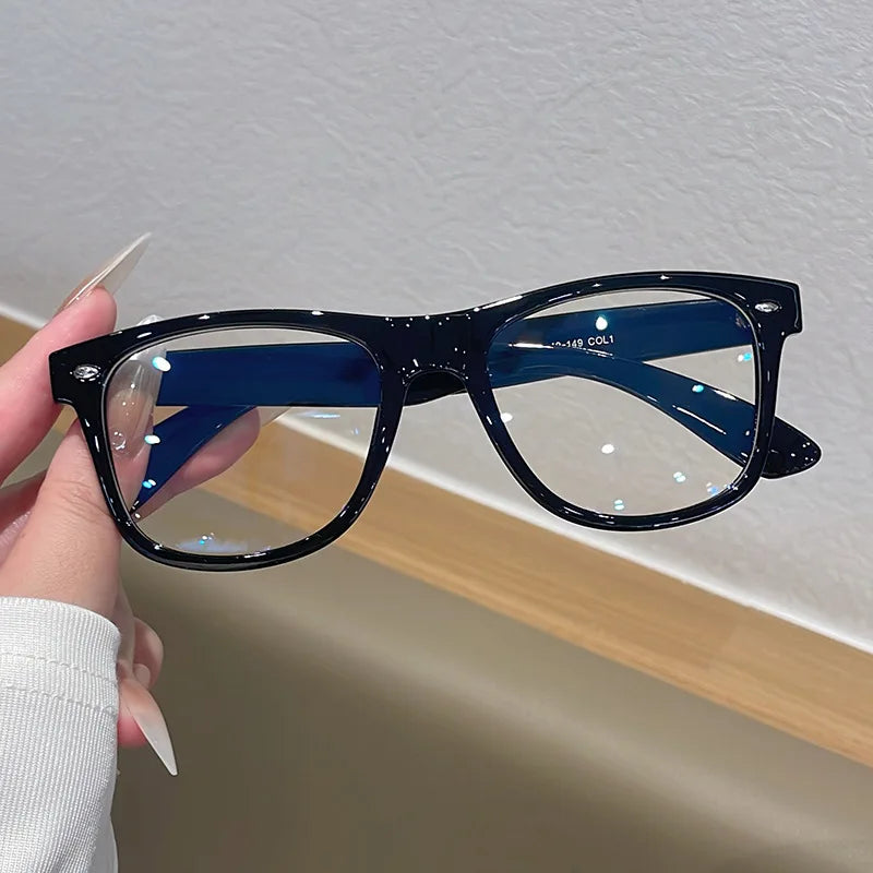 JNPCXI Vintage Real Photo Square Glasses Frame Women Fashion Clear Anti-Blu-Ray Lens Eyewear Men Optical Frame