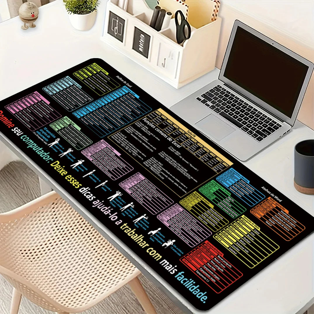 Portuguese Version Excel Shortcuts Keys Mouse Pad Cheat Sheet Keyboard Mouse Mat Keyboard Desk Mat Protector for Office