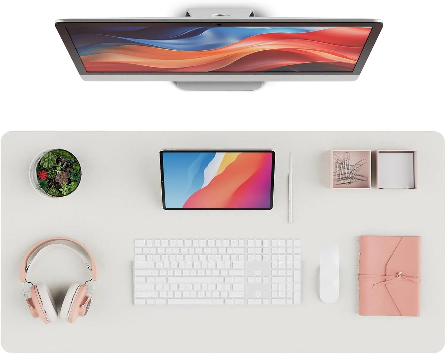 Leather Desk Pad Protector, Office Desk Mat, Large PVC Leather Desk Blotter, Non-Slip Mouse Pad