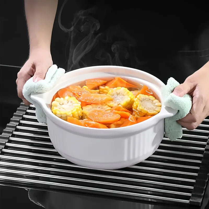 1pc Stainless Steel Kitchen Sink Drain Rack, Sink Bowl And Dish Storage Rack, Foldable Drain Basket, Portable, Easy to Clean