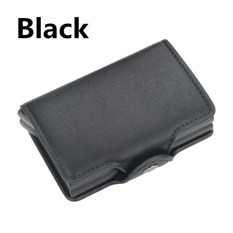 12 Card Slots Anti RFID 2X Aluminum Box Automatic PU Leather Wallet Card Holder