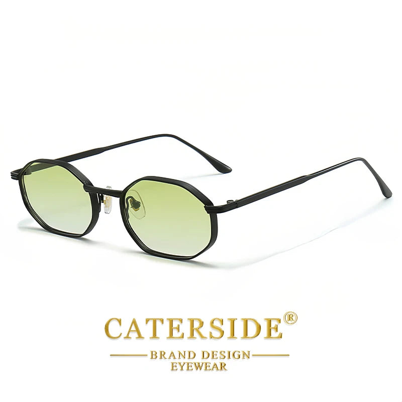 CATERSIDE Fashion Women's Small Frame Sunglasses High-Quality Polygonal Metal Frame Sun Glasses Men Party Outdoor Small Eyewear