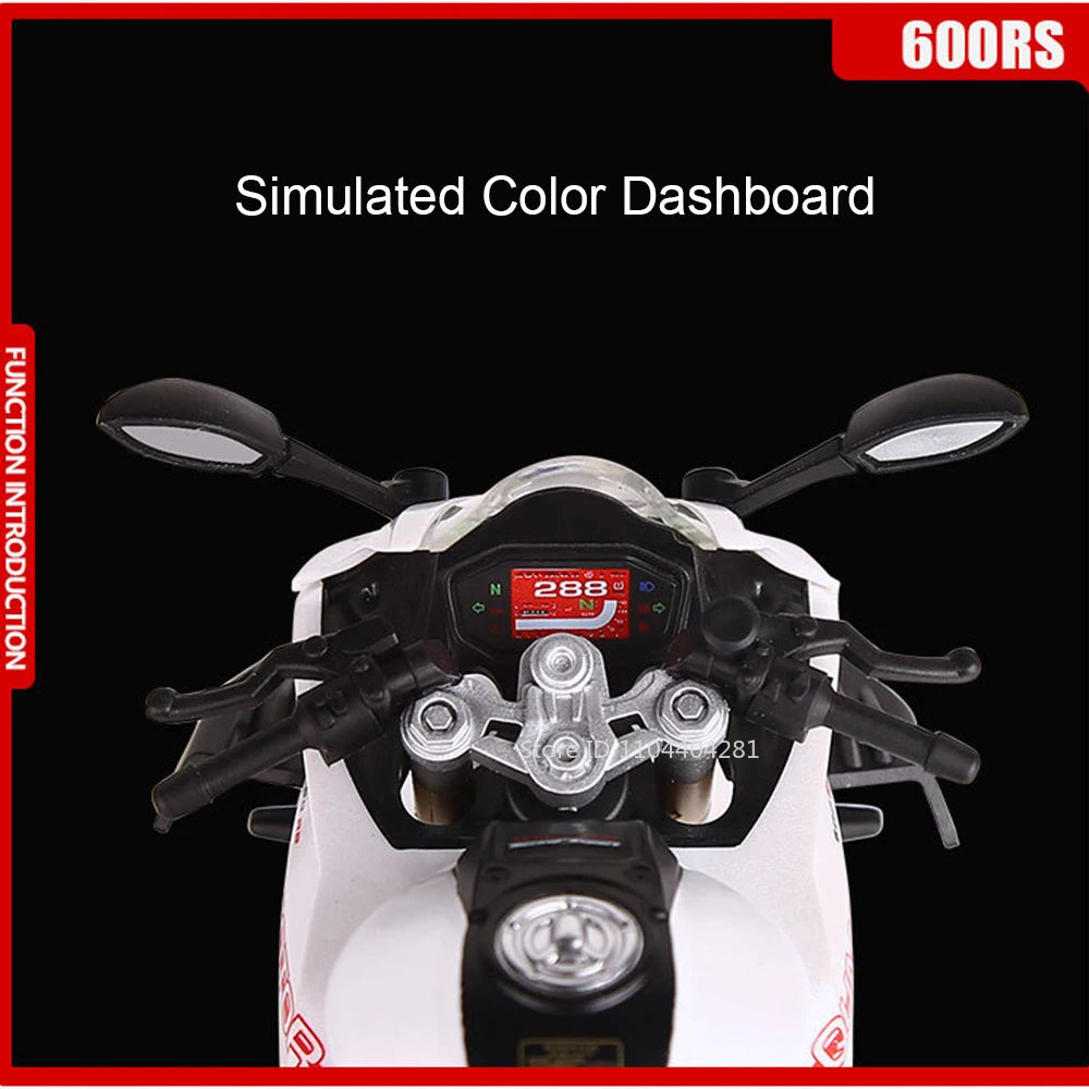 1:12 QJMOTOR QJ600RS Alloy Car CFMOTO 450SR Diecast Motorcycle Model Toys with Light Wheel Damping Vehices Child Christmas Gifts
