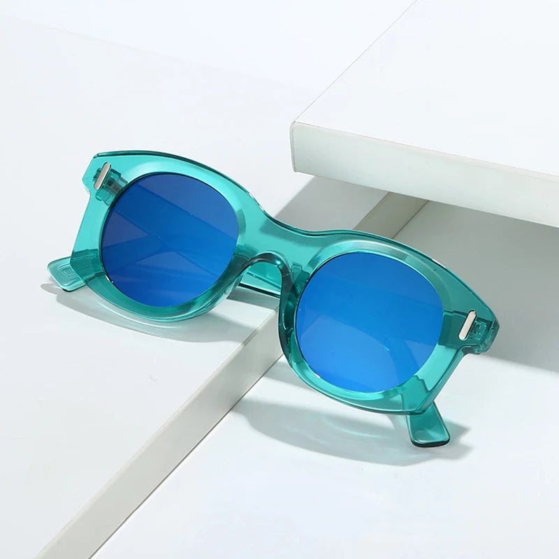 JNPCXI Ins Popular Fashion Square Sunglasses Women Gradient Mirror Shades UV400 Retro Rivets Men Punk Sun Glasses