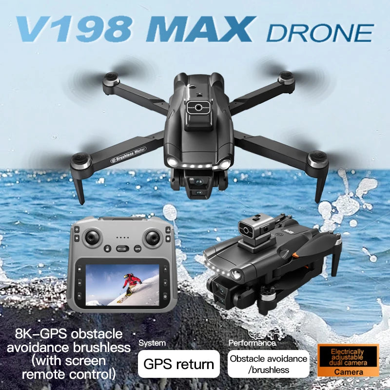 Xiaomi V198 GPS MAX Drone w/ 8k professional HD camera 5G WiFi Brushless laser 8